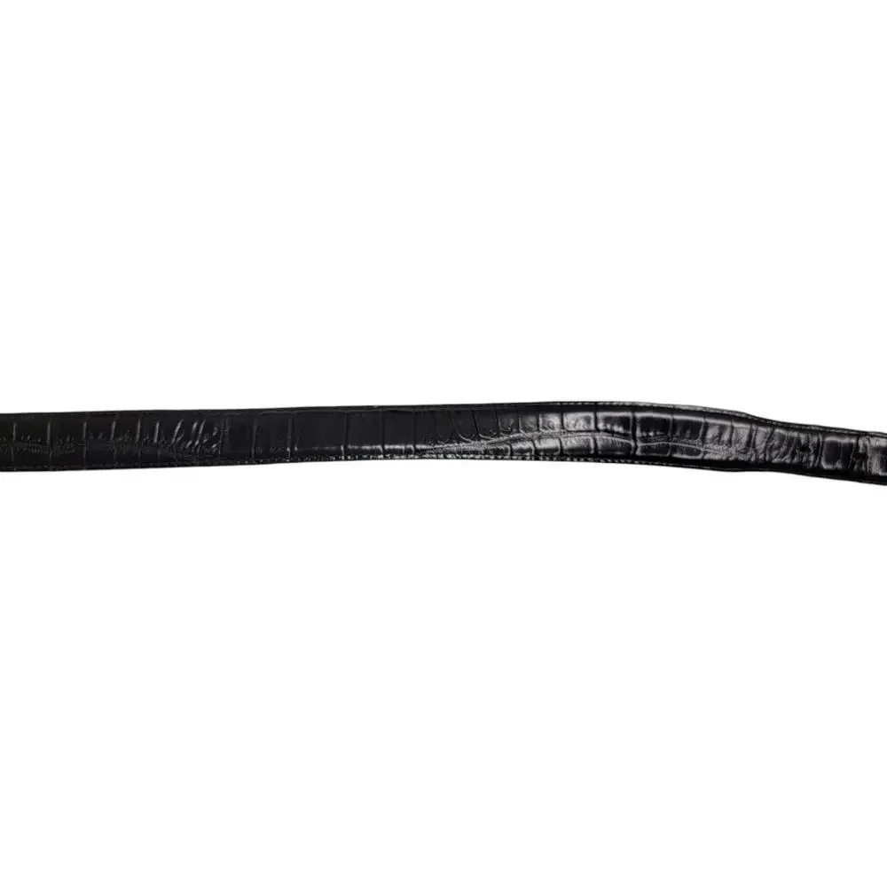 Vintage Brighton Onyx Mens Black Leather Belt Size 40 Croc Embossed USA Made